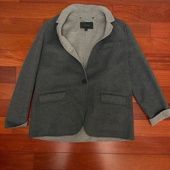 J. Crew Women's Reversible Gray/Light Gray Wool-Blend Blazer - Picture 1 of 3